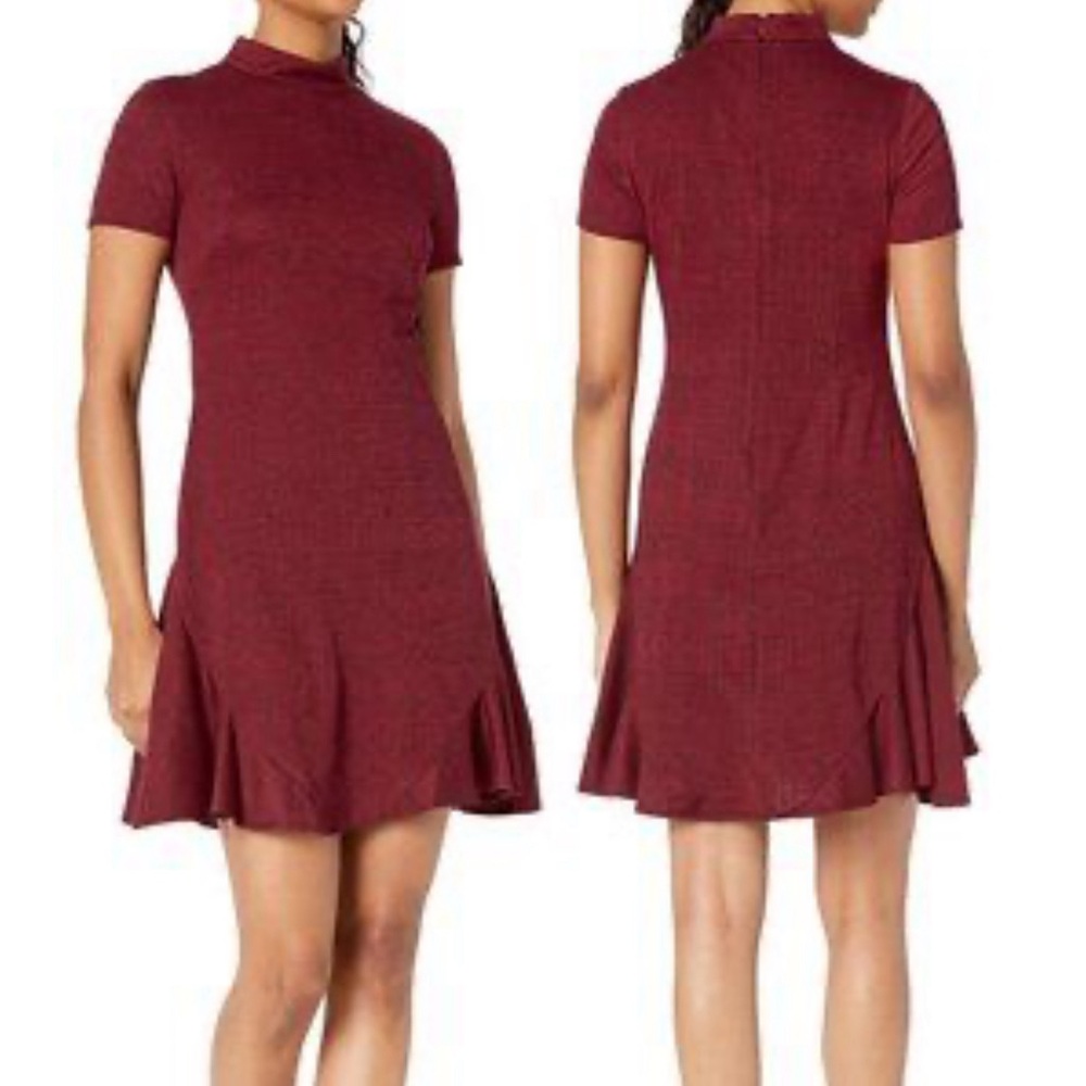NWT-Nanette Lepore Mock Neck Plaid Dress with Side Panels and Invisible Zipper